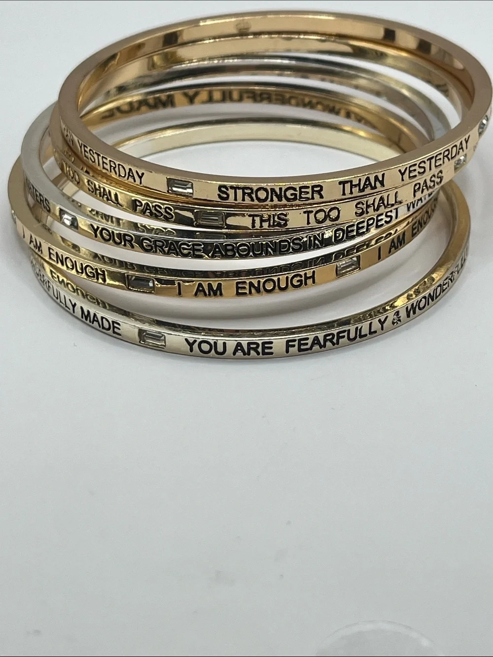 Premier Designs “Rest Assured” Engraved Bangles Inspirational Gold/silver (5)